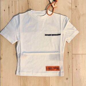Heron Preston Kids White Tee with Orange Tag